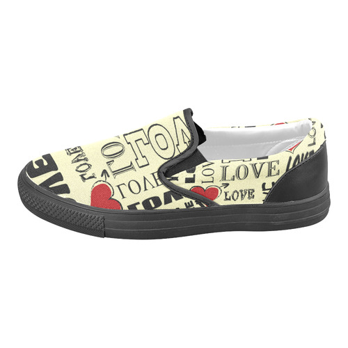 Love text design Women's Unusual Slip-on Canvas Shoes (Model 019)