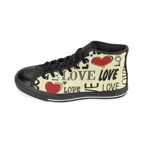 Love text design High Top Canvas Shoes for Kid (Model 017)