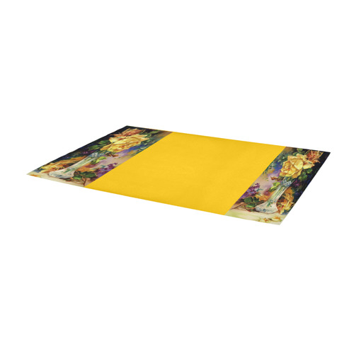 Primrose Yellow Vintage Vase and Roses Area Rug 9'6''x3'3''