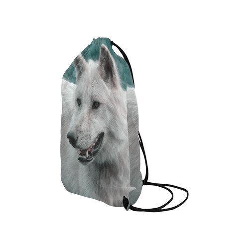 wolf 05 by JamColors Small Drawstring Bag Model 1604 (Twin Sides) 11"(W) * 17.7"(H)