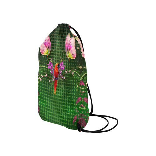 Wonderful tropical design with parrot Small Drawstring Bag Model 1604 (Twin Sides) 11"(W) * 17.7"(H)