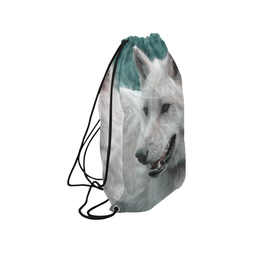 wolf 05 by JamColors Small Drawstring Bag Model 1604 (Twin Sides) 11"(W) * 17.7"(H)