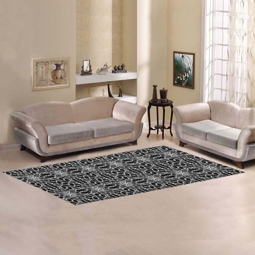 Sexy Black and White Floral Lace Area Rug 9'6''x3'3''