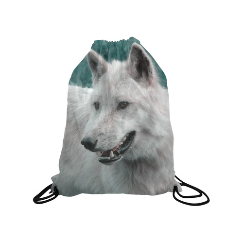 wolf 05 by JamColors Medium Drawstring Bag Model 1604 (Twin Sides) 13.8"(W) * 18.1"(H)