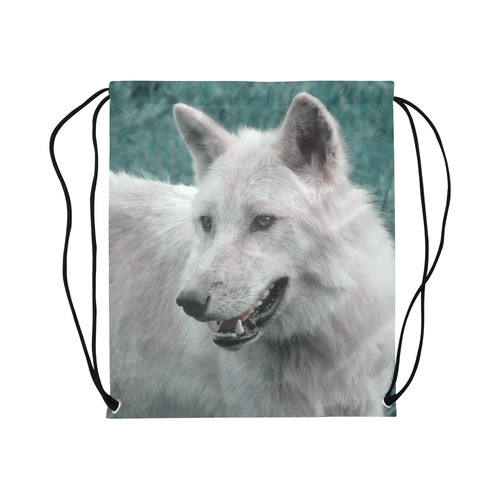 wolf 05 by JamColors Large Drawstring Bag Model 1604 (Twin Sides)  16.5"(W) * 19.3"(H)