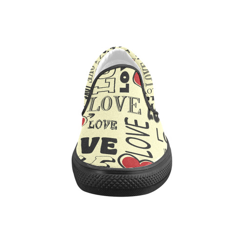 Love text design Slip-on Canvas Shoes for Kid (Model 019)