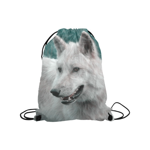 wolf 05 by JamColors Medium Drawstring Bag Model 1604 (Twin Sides) 13.8"(W) * 18.1"(H)