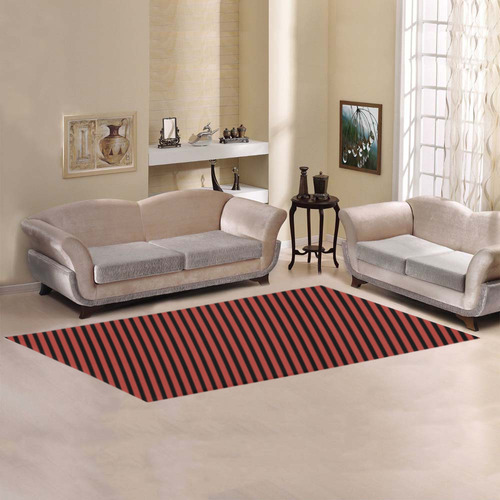 Aurora Red and Black Stripe Area Rug 9'6''x3'3''