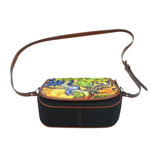 Van Gogh Tree Roots Undergrowth Saddle Bag/Small (Model 1649)(Flap Customization)