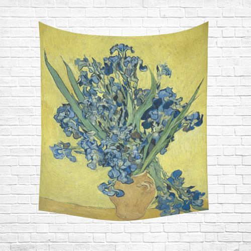 Van Gogh Irises Yellow Background Cotton Linen Wall Tapestry 51"x 60"