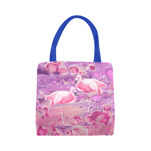 Flamingos Batik Paint Background Pink Violet Canvas Tote Bag (Model 1657)