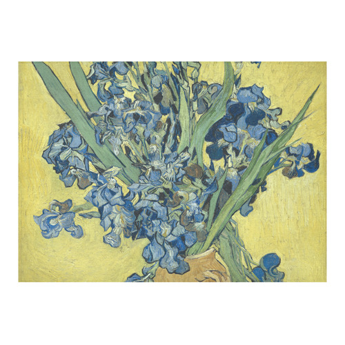 Van Gogh Irises Yellow Background Cotton Linen Tablecloth 60"x 84"