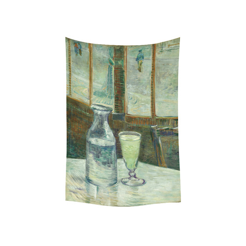 Van Gogh Cafe Table with Absinthe Cotton Linen Wall Tapestry 40"x 60"