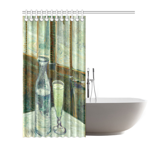 Van Gogh Cafe Table with Absinthe Shower Curtain 66"x72"