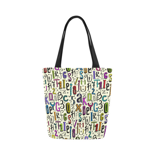 Letters Numbers Stars Typography Pattern Colored Canvas Tote Bag (Model 1657)