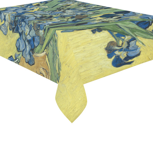 Van Gogh Irises Yellow Background Cotton Linen Tablecloth 60"x 84"