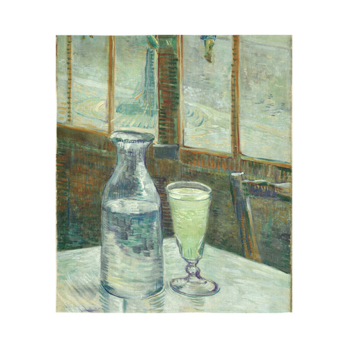 Van Gogh Cafe Table with Absinthe Cotton Linen Wall Tapestry 51"x 60"