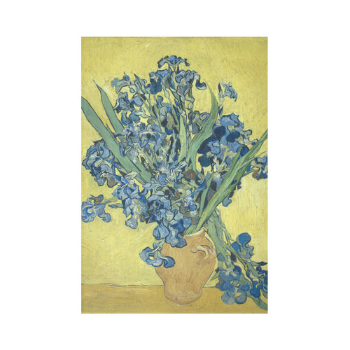 Van Gogh Irises Yellow Background Cotton Linen Wall Tapestry 60"x 90"