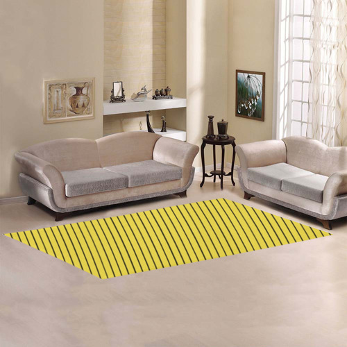 Buttercup and Black Stripe Area Rug 9'6''x3'3''