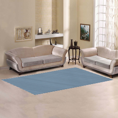 Airy Blue and Black Stripe Area Rug 9'6''x3'3''