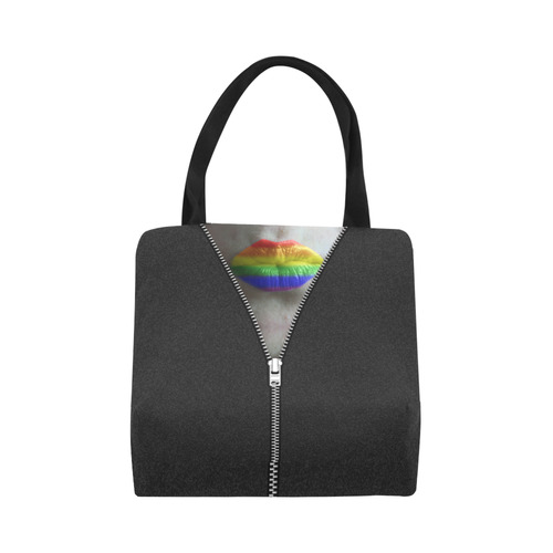 ZIPPER RAINBOW KISS LIPS Canvas Tote Bag (Model 1657)