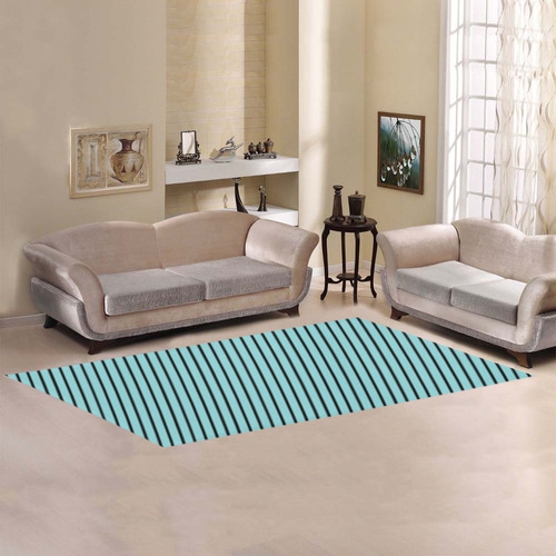 Island Paradise and Black Stripe Area Rug 9'6''x3'3''