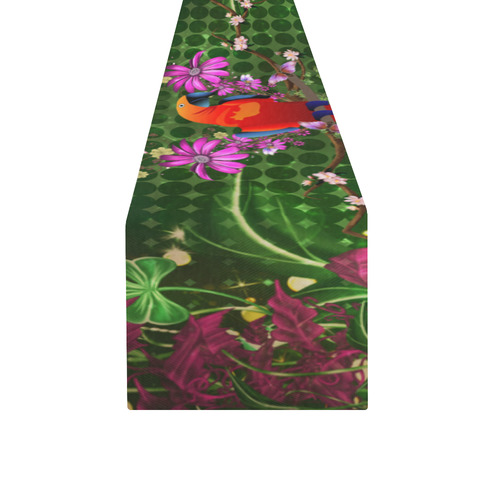 Wonderful tropical design with parrot Table Runner 14x72 inch