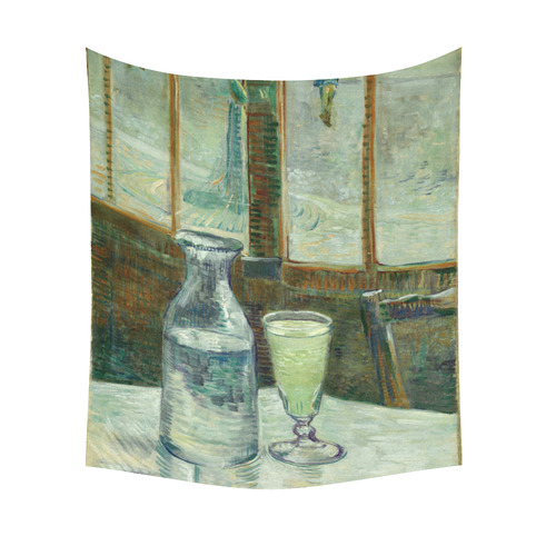 Van Gogh Cafe Table with Absinthe Cotton Linen Wall Tapestry 51"x 60"