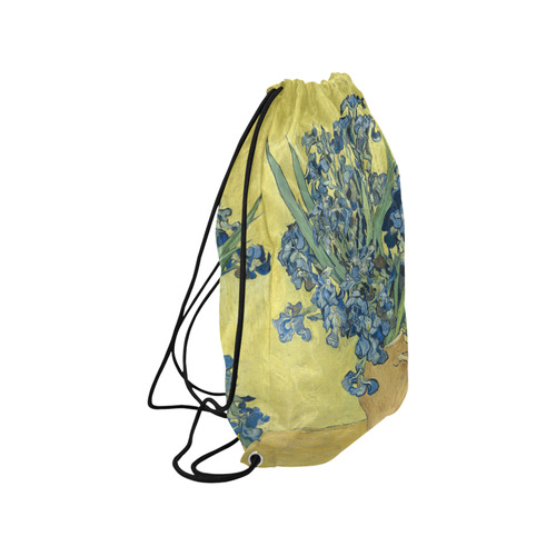 Van Gogh Irises Yellow Background Medium Drawstring Bag Model 1604 (Twin Sides) 13.8"(W) * 18.1"(H)