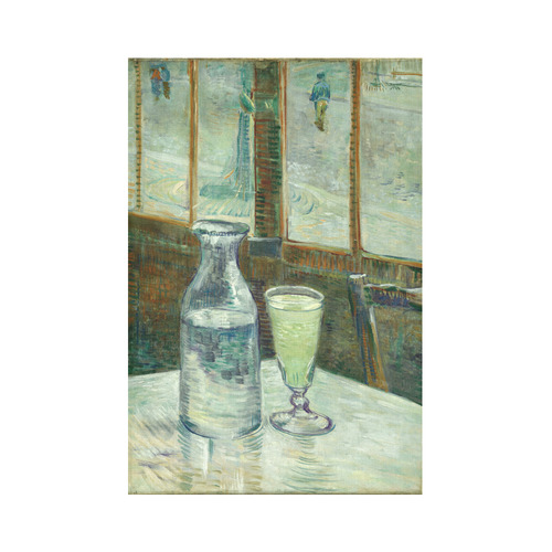 Van Gogh Cafe Table with Absinthe Cotton Linen Wall Tapestry 60"x 90"