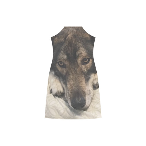 Dog German Shepherd V-Neck Open Fork Long Dress(Model D18)