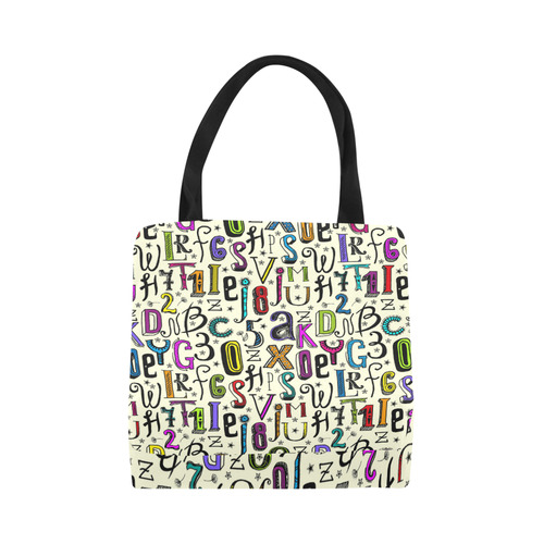 Letters Numbers Stars Typography Pattern Colored Canvas Tote Bag (Model 1657)