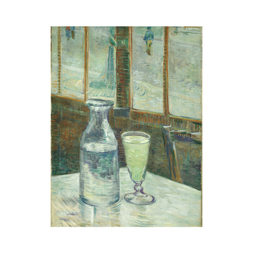 Van Gogh Cafe Table with Absinthe Cotton Linen Wall Tapestry 60"x 80"