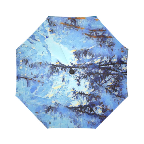 Waterfall in winter Auto-Foldable Umbrella (Model U04)