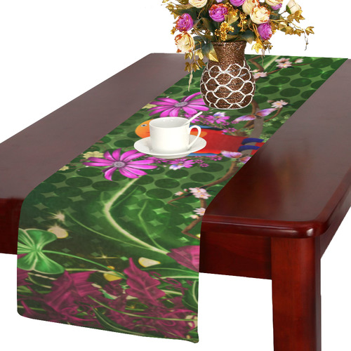 Wonderful tropical design with parrot Table Runner 14x72 inch