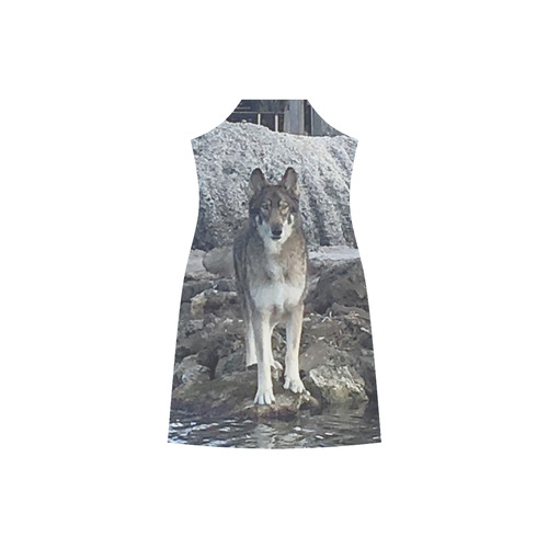 Dog German Shepherd V-Neck Open Fork Long Dress(Model D18)