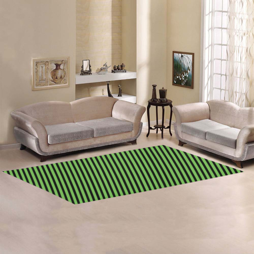 Green Flash and Black Stripe Area Rug 9'6''x3'3''