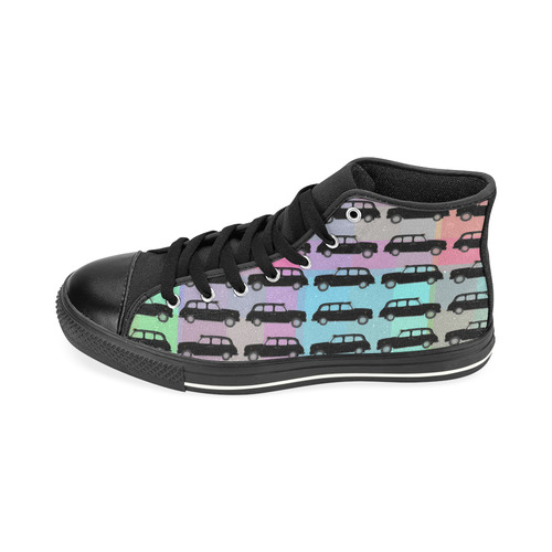 London Taxi Cab Pattern High Top Canvas Shoes for Kid (Model 017)