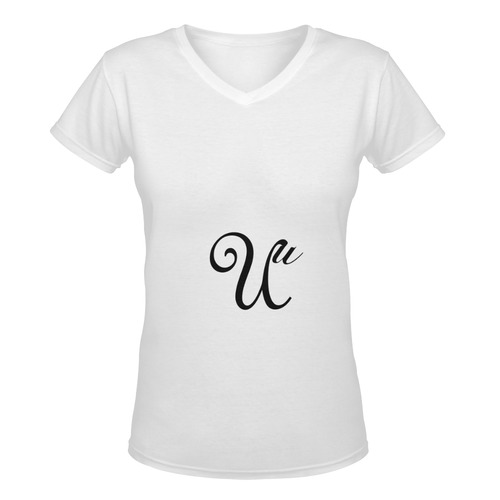 Alphabet U - Jera Nour Women's Deep V-neck T-shirt (Model T19)