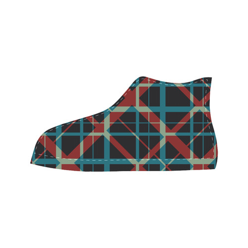 Plaid I hipster style plaid pattern Aquila High Top Microfiber Leather Women's Shoes/Large Size (Model 032)