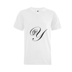 Alphabet Y - Jera Nour Men's V-Neck T-shirt Big Size(USA Size) (Model T10)