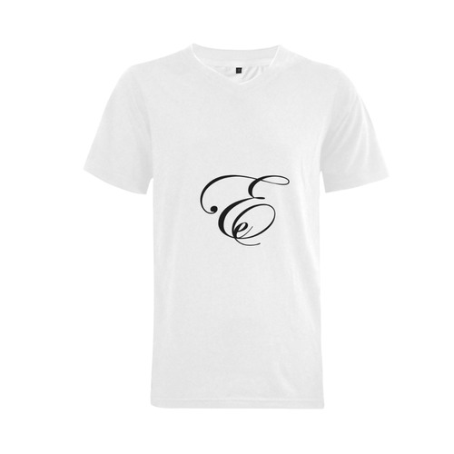Alphabet E - Jera Nour Men's V-Neck T-shirt (USA Size) (Model T10)