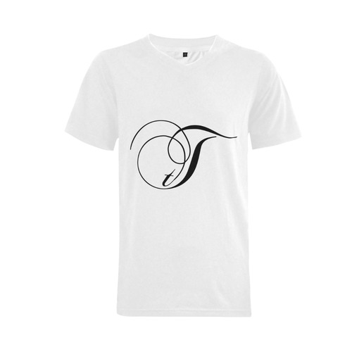 Alphabet T - Jera Nour Men's V-Neck T-shirt  Big Size(USA Size) (Model T10)