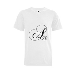 Alphabet A - Jera Nour Men's V-Neck T-shirt (USA Size) (Model T10)