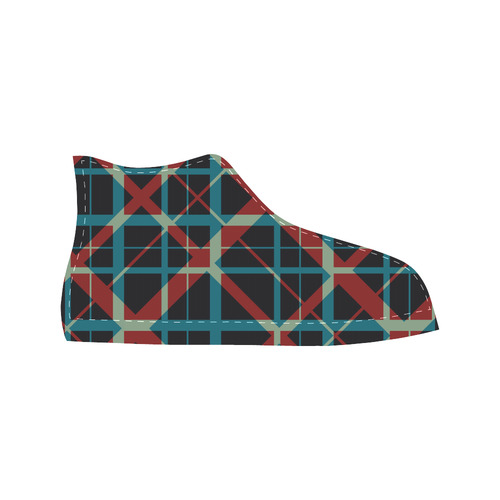 Plaid I hipster style plaid pattern Aquila High Top Microfiber Leather Women's Shoes/Large Size (Model 032)