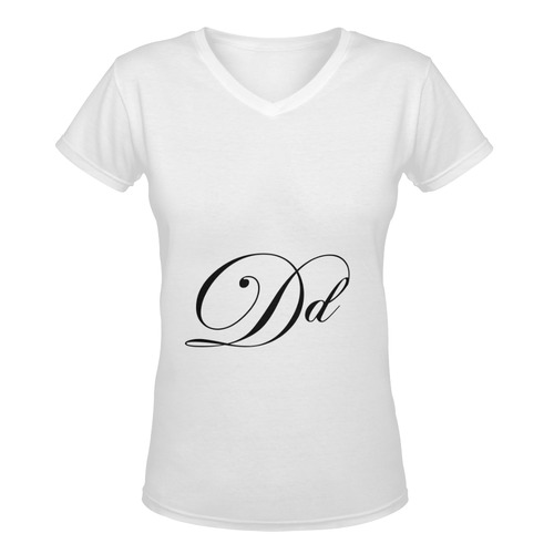 Alphabet D - Jera Nour Women's Deep V-neck T-shirt (Model T19)