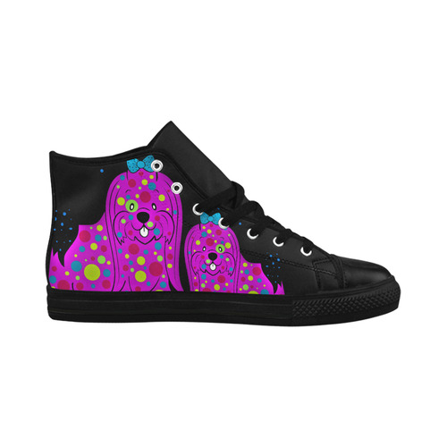 Doggy doodled Doris Aquila High Top Microfiber Leather Women's Shoes (Model 032)