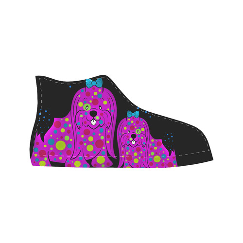 Doggy doodled Doris Aquila High Top Microfiber Leather Women's Shoes (Model 032)