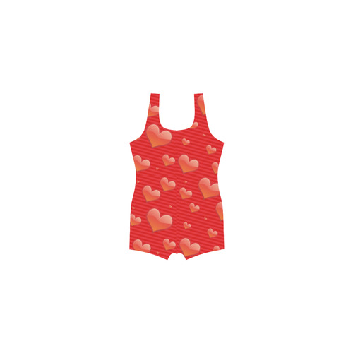 Red Hearts Valentine I Love You Classic One Piece Swimwear (Model S03)