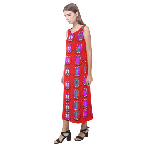 May be a cartoon on red Phaedra Sleeveless Open Fork Long Dress (Model D08)